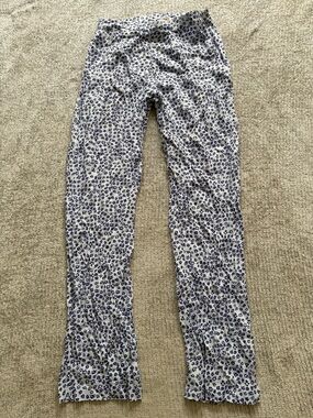 Neema California Floral Boho Pants Blue White Rayon Wide Leg Small